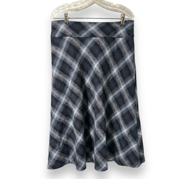 Pendleton‎ Blue Gray Plaid Wool Blend Midi Skirt Size 8 Cabincore Academia EUC - Picture 1 of 11
